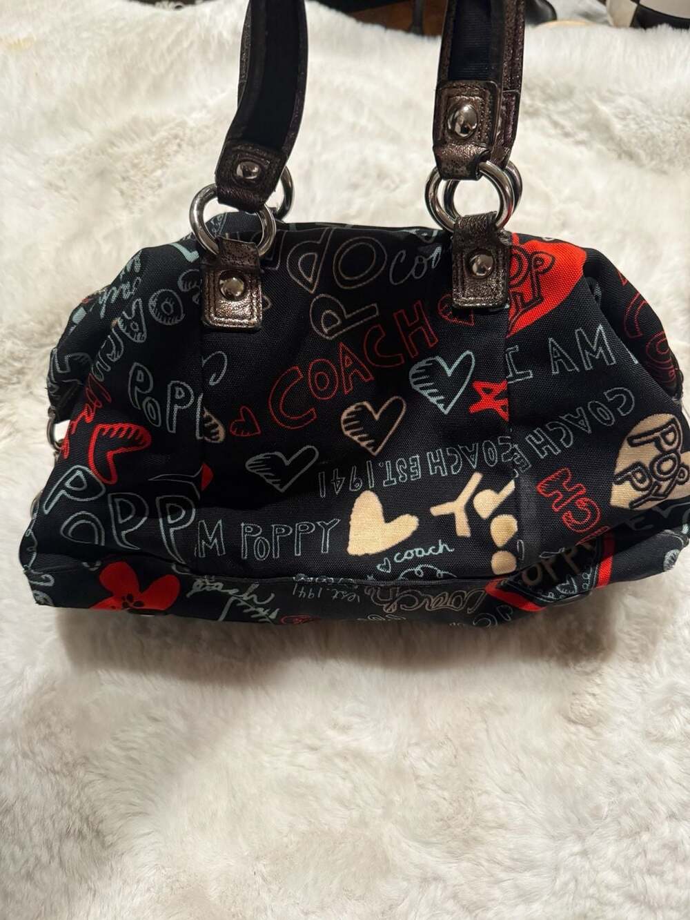 Coach Poppy Graffiti Print Satchel Bag - Gem